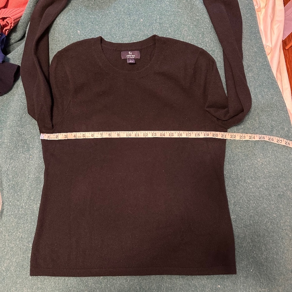 NEW Lands End Cashmere Crewneck Sweater, Black Large